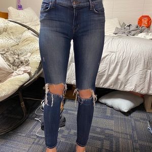 JBRAND Ripped dark denim jeans